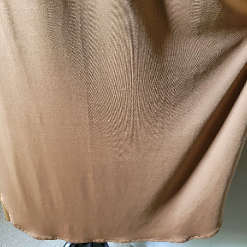 NWT HUSKARY TAN SLIT SIDE MAXI SHIRT DRESS V NECK S/M - Picture 14 of 16